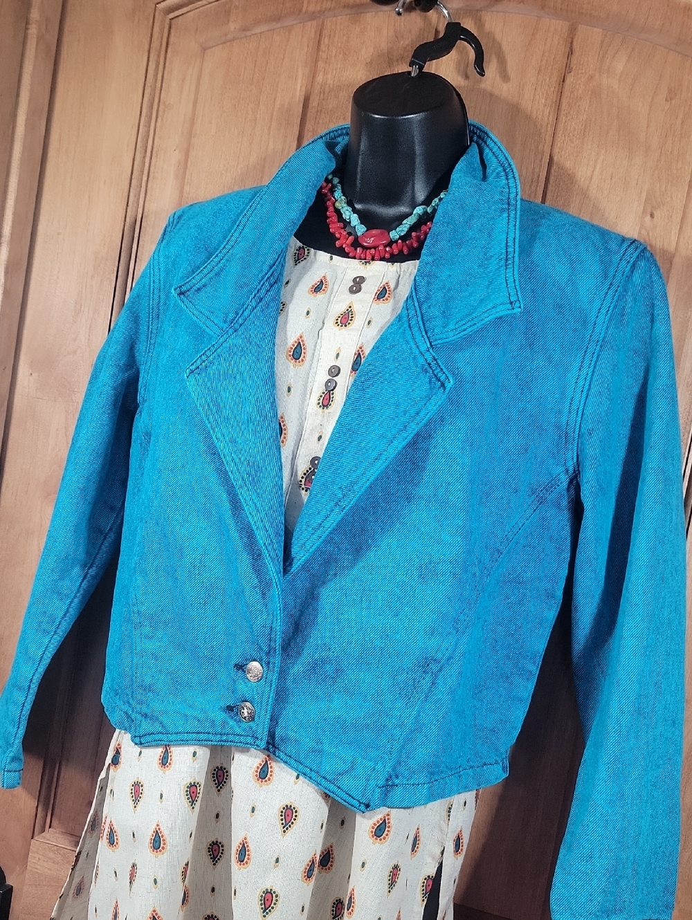 VTG Sundance Turquoise Denim Blazer - Picture 2 of 13